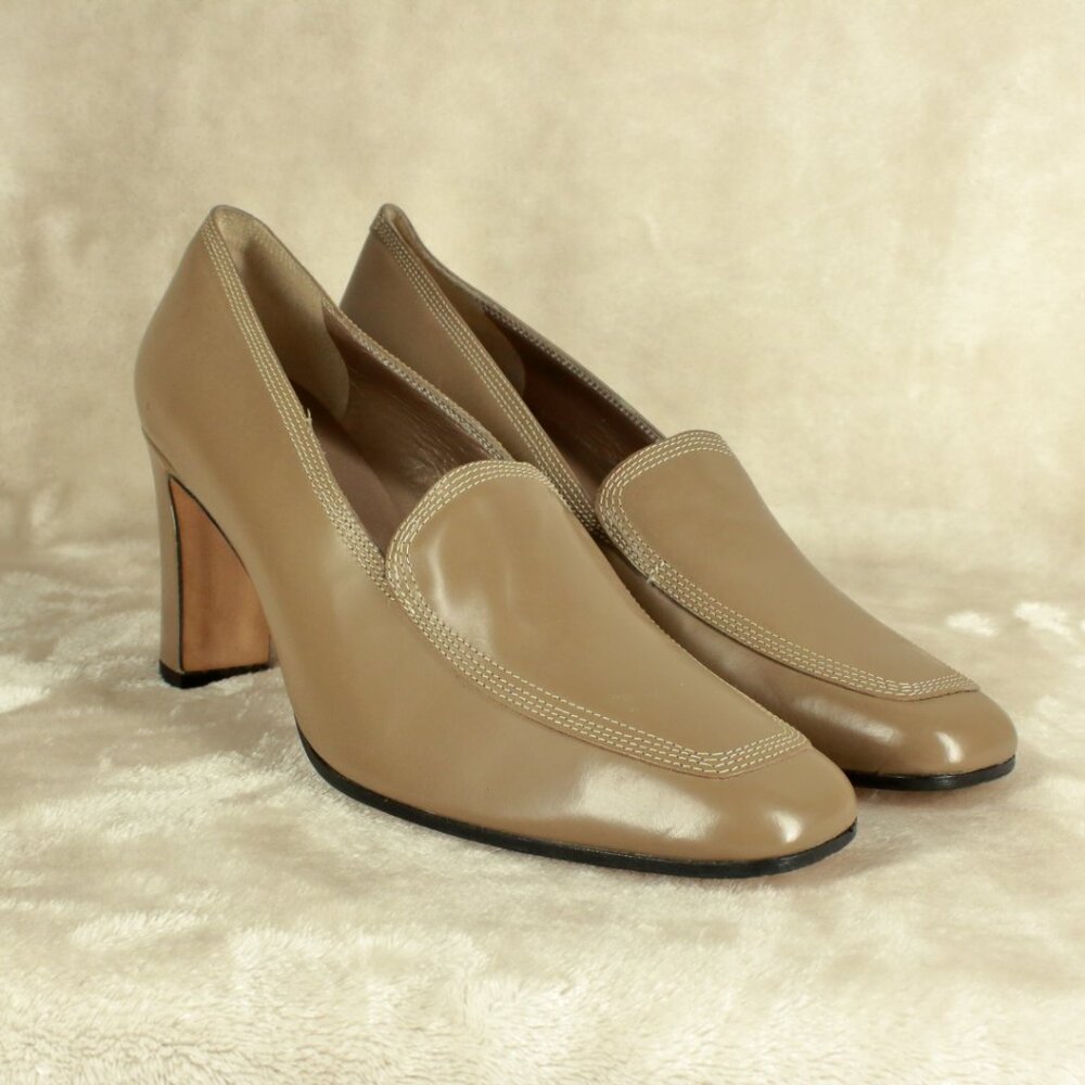 ANNE KLEIN II Taupe Tan Leather High Heel Pump Women's Shoes Size 10 M